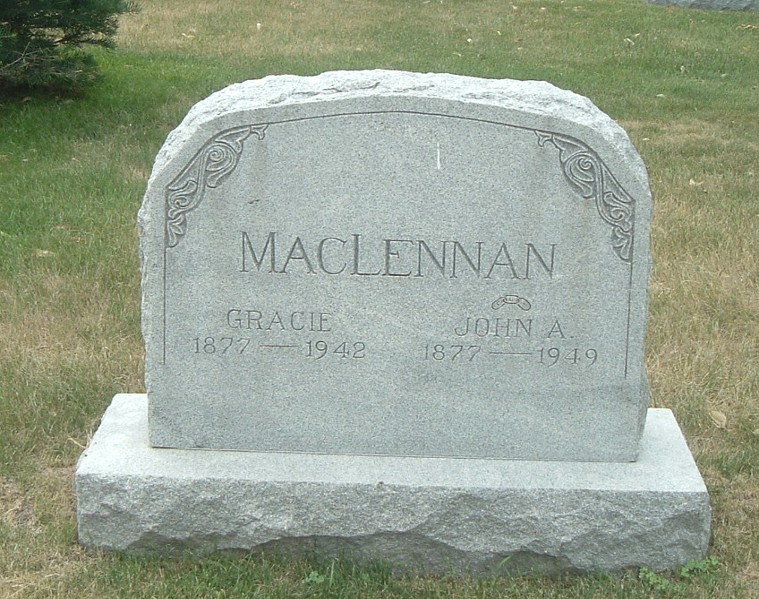 Photo of headstones/John A MacLennan 1877-1949 hdstn Fairmount Cem Denver